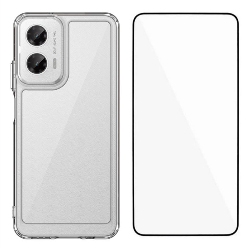 Coque Motorola Moto G35 5G Transparente avec Protecteur Écran en Verre Trempé