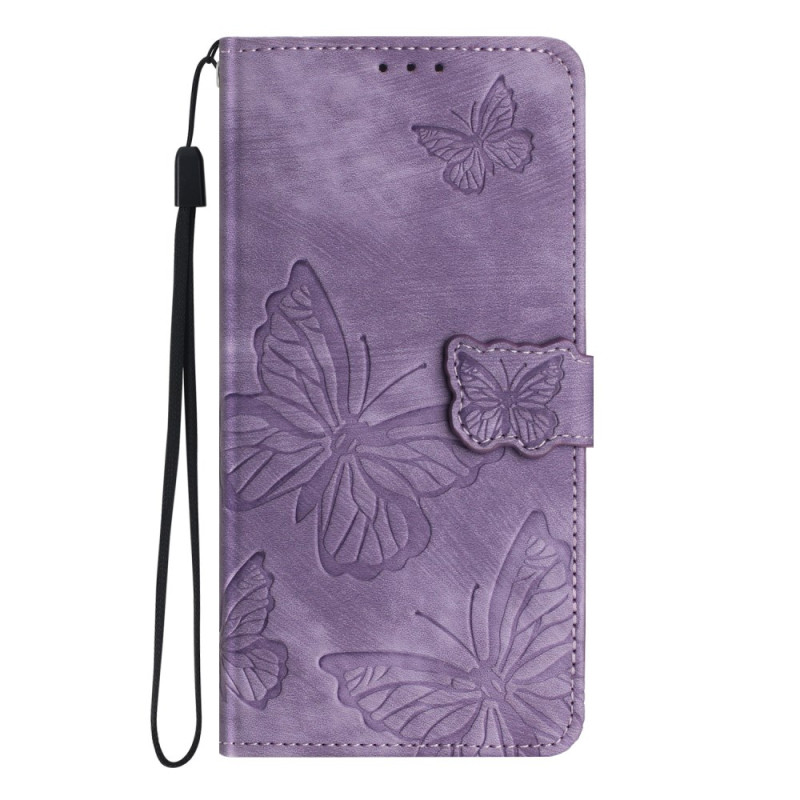 Housse Moto G75 5G Effet Daim Papillons