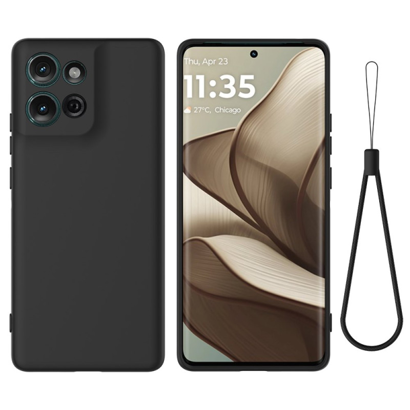 Coque Moto G75 5G Silicone Liquide avec Lanière