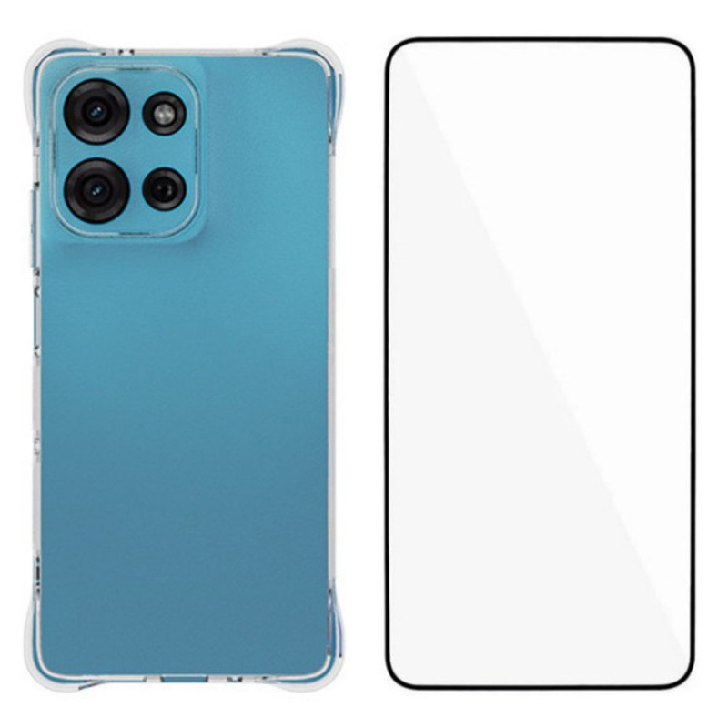Coque Moto G75 5G Transparente Renforcée avec Protection Écran en Verre Trempé