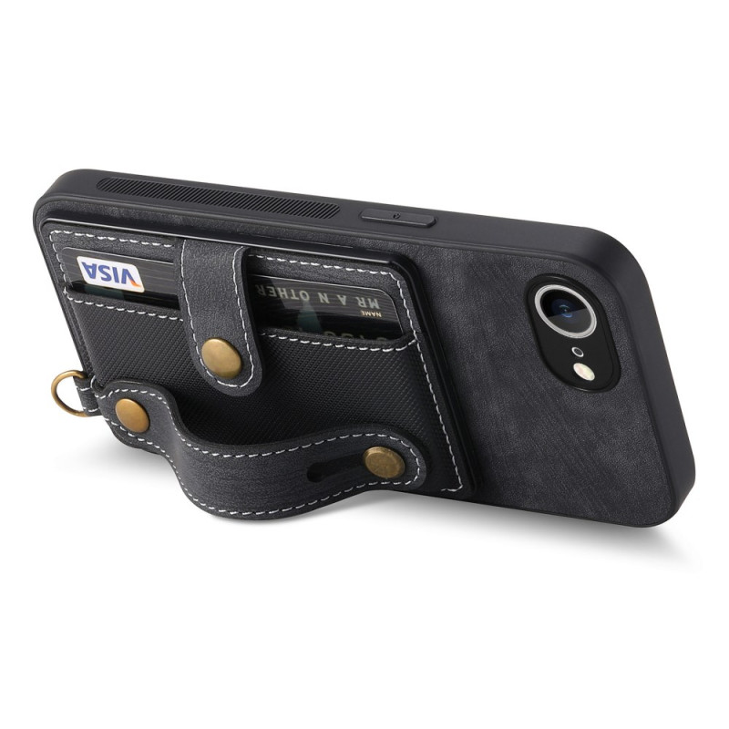 Coque iPhone 16E Rétro avec porte-cartes et Lanière