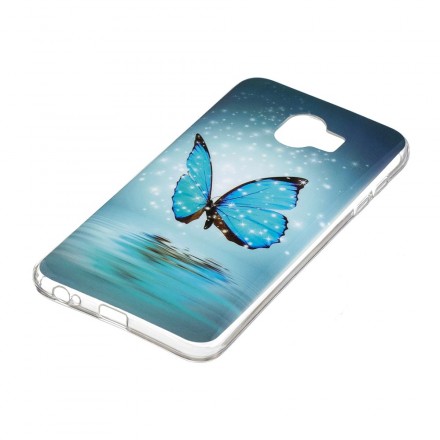 Coque Samsung Galaxy J6 Papillon Bleu Fluorescente