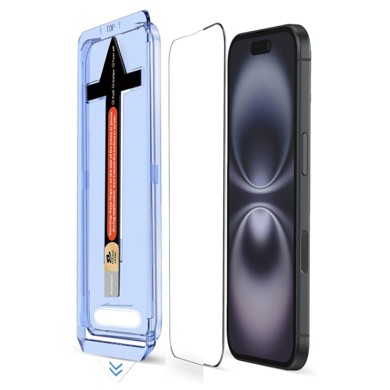 Protection Écran avec Outil d'Installation iPhone 16 Plus avec outil de dépoussiérage automatique