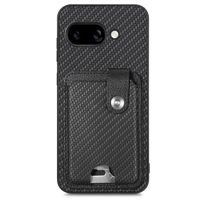 Coque Google Pixel 9A Fibre Carbone Porte-Cartes et Support