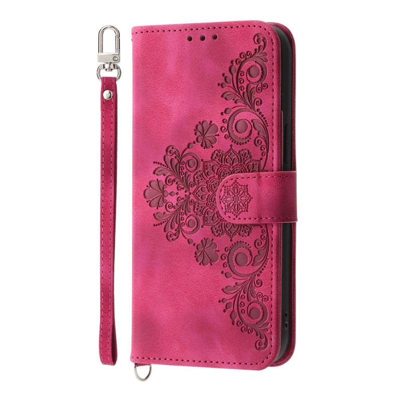 Housse Poco X7 Pro 5G Motif Floral avec Lanière et Bandoulière