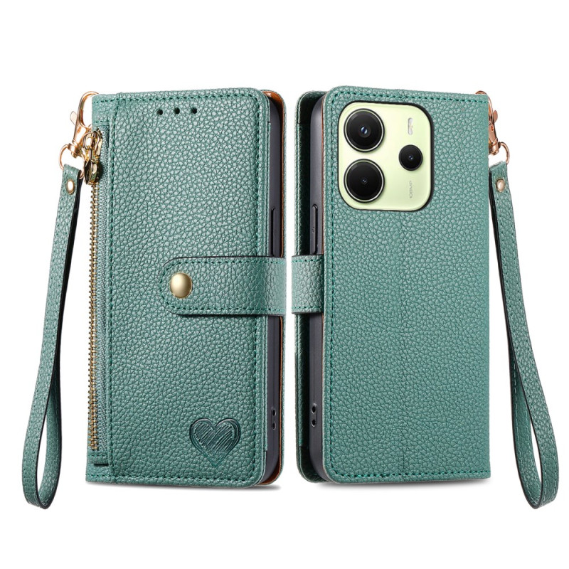 Housse Xiaomi Redmi Note 14 4G Portefeuille Design Coeur