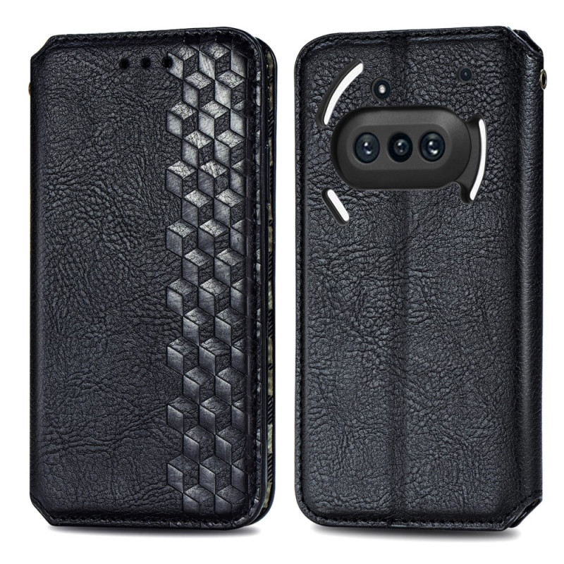 Flip Cover Nothing Phone (3a) Effet Daim Frise Losanges