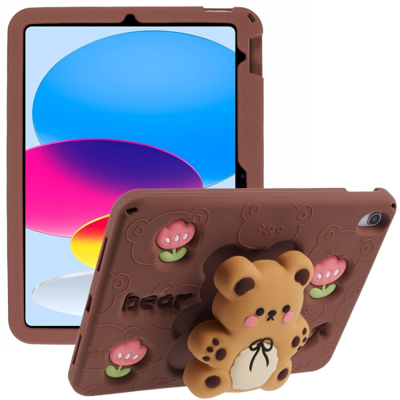 Étui pour iPad (2025) / 10.9 (2022) Support Ourson et Motif Tulipe