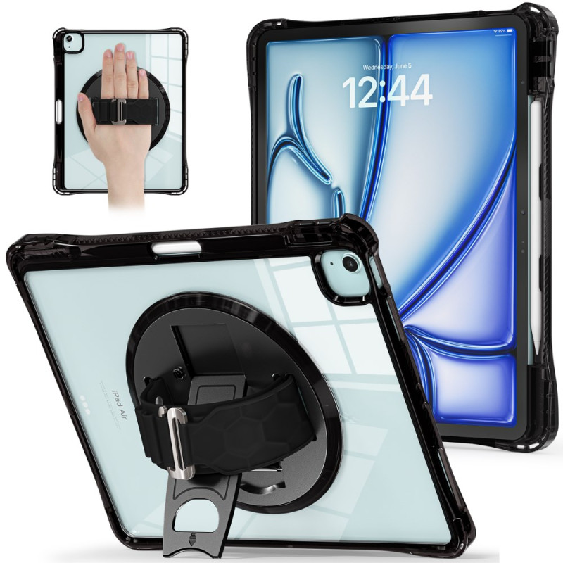 Coque iPad Air 13 (2025) (2024) / Pro 12.9 (2022) (2021) (2020) Support Rotatif et Sangle Manuelle