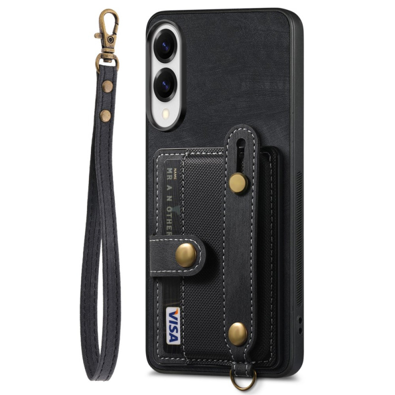 Coque Samsung Galaxy S25 Edge Rétro Porte-Cartes et Dragonne