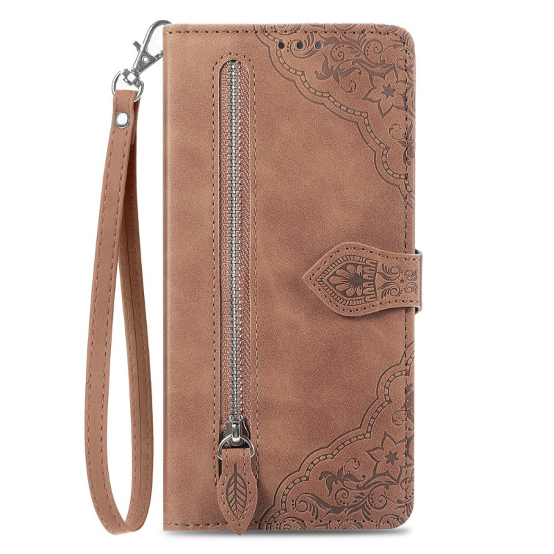 Housse Samsung Galaxy S25 Edge Portefeuille Zippé Motif Floral