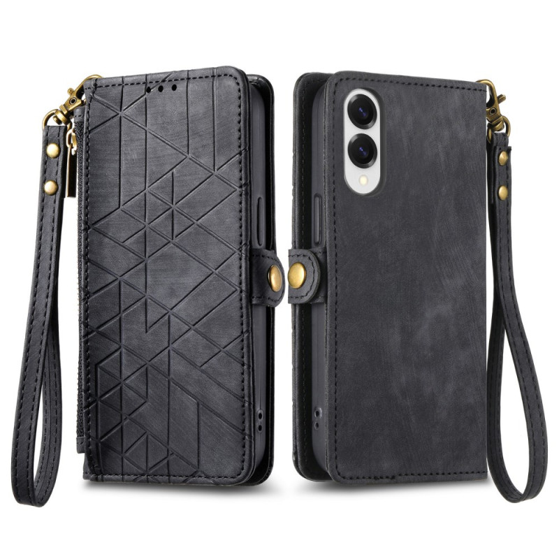 Housse Samsung Galaxy S25 Edge Motif Géométrique et Lanière