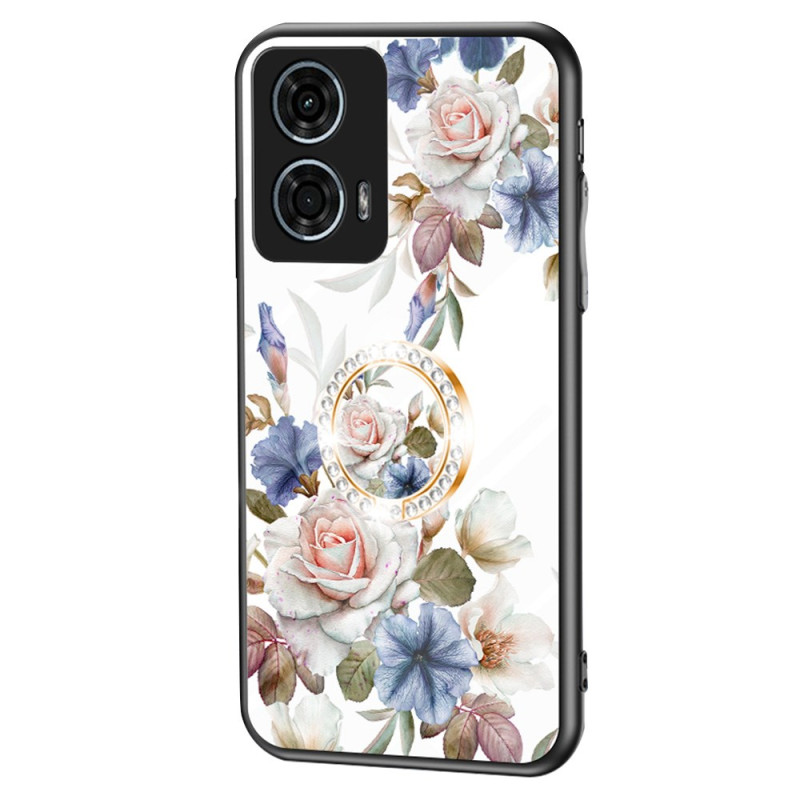Coque Motorola Moto G24 Power Verre Trempé avec Support Intégré Florale