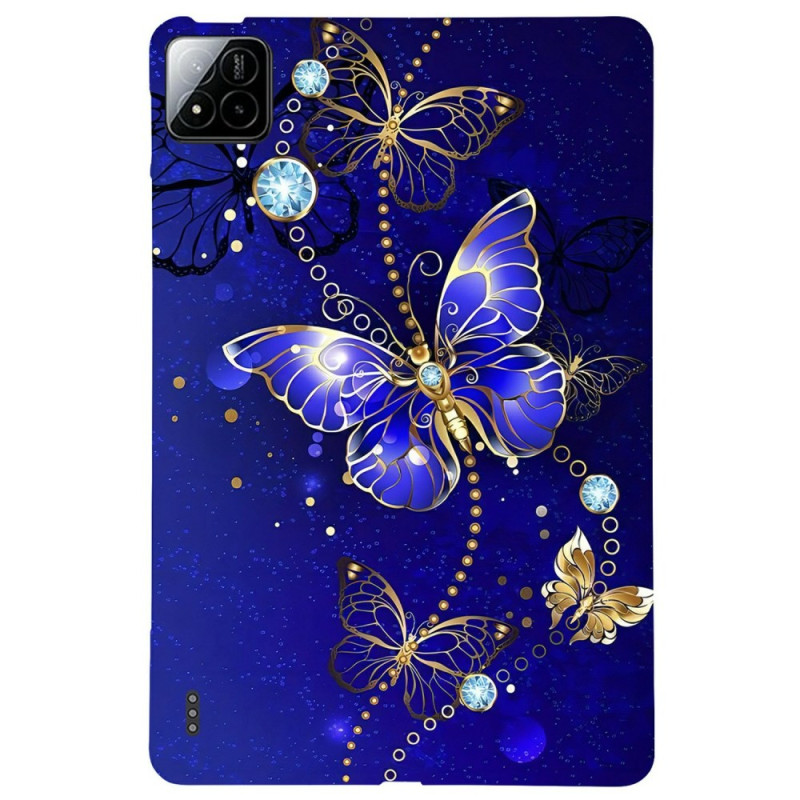 Coque Xiaomi Pad 8 / 8 Pro / 7 / 7 Pro Papillons Bleus et Diamants