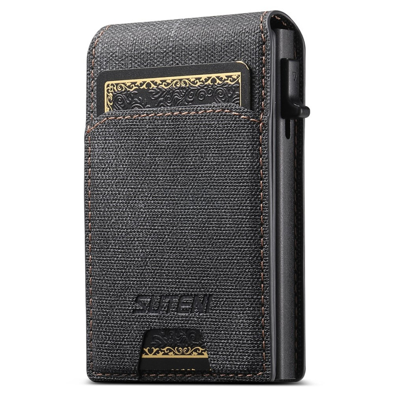 Porte-Cartes avec Mécanisme d'Éjection Automatique Texture Denim SUTENI