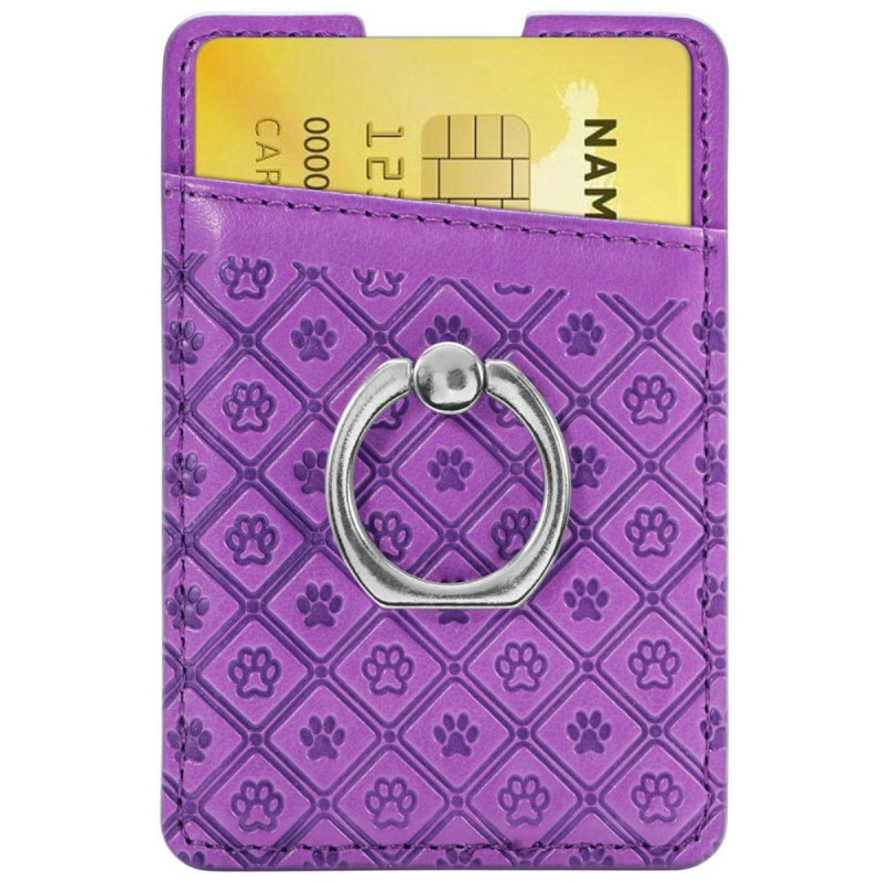 Porte-Cartes avec Anneau-Support Motif Patte de Chat