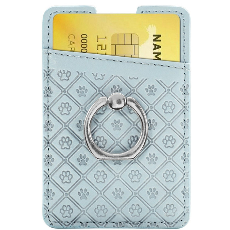 Porte-Cartes avec Anneau-Support Motif Patte de Chat