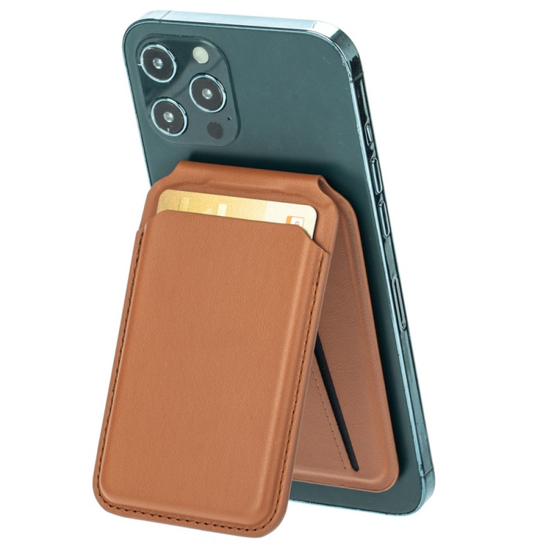 Porte-Carte Magnétique Effet Cuir et Support pour iPhone