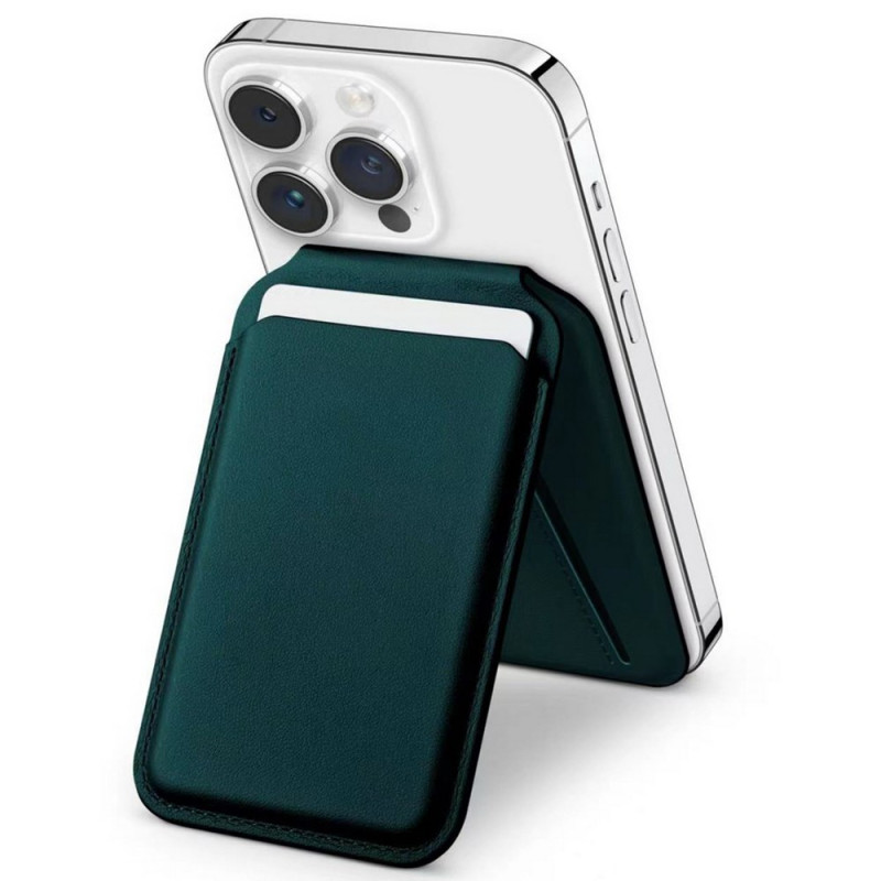 Porte-Carte Magnétique Effet Cuir et Support pour iPhone