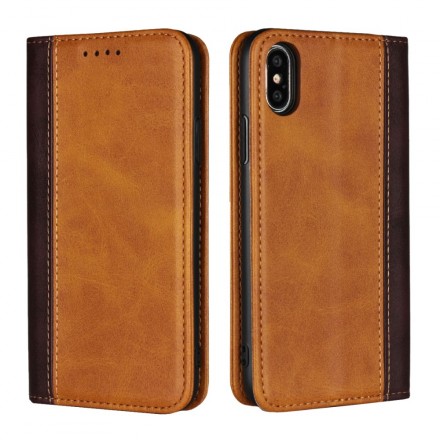 Flip Cover iPhone XS Bicolore Effet Cuir