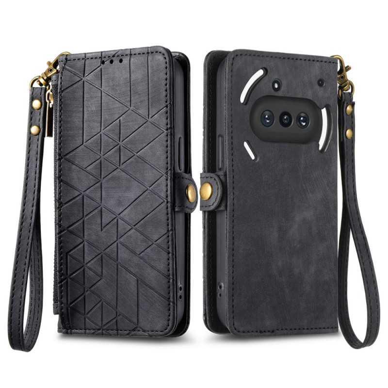 Housse Nothing Phone (3a) Portefeuille Motif Géométrique