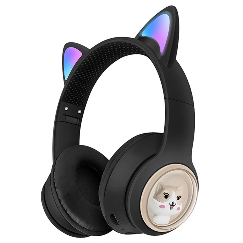 Casque Bluetooth avec Oreilles de Chat Lumineuses