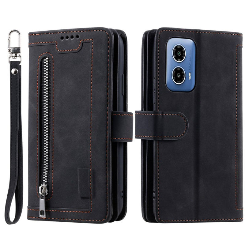 Housse Moto G45 5G / G34 5G Portefeuilles avec 9 Porte-Cartes et Lanière