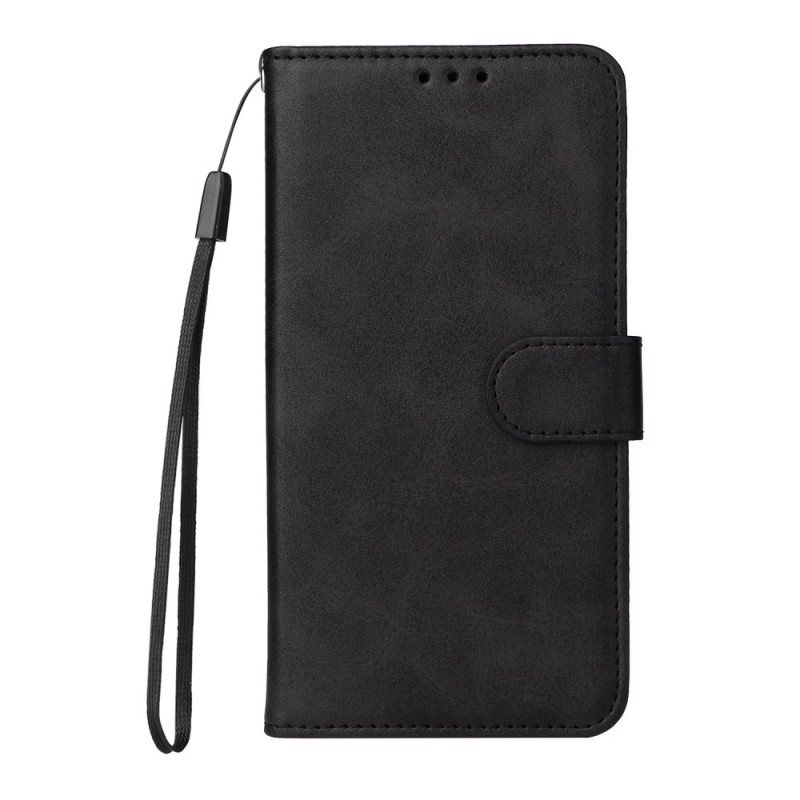 Housse Motorola Edge 60 Fusion 5G Effet Cuir Monochrome avec Lanière