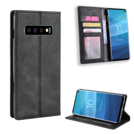 Flip Cover iSamsung Galaxy S10 Effet Cuir Vintage Stylisé Flip Cover iSamsung Galaxy S10 Effet Cuir Vintage Stylisé
