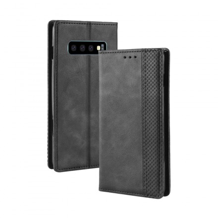Flip Cover iSamsung Galaxy S10 Effet Cuir Vintage Stylisé Flip Cover iSamsung Galaxy S10 Effet Cuir Vintage Stylisé