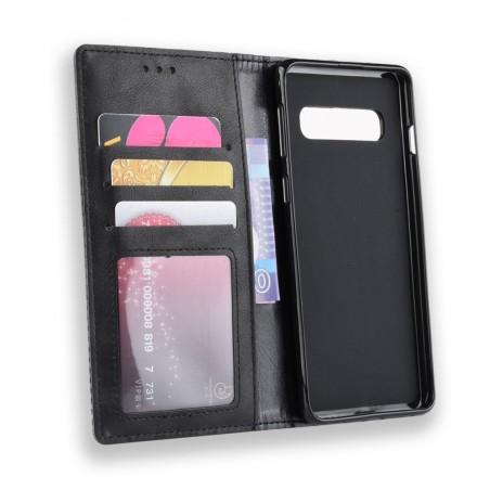 Flip Cover iSamsung Galaxy S10 Effet Cuir Vintage Stylisé Flip Cover iSamsung Galaxy S10 Effet Cuir Vintage Stylisé