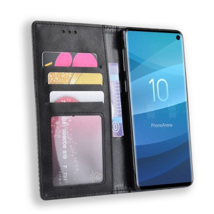 Flip Cover iSamsung Galaxy S10 Effet Cuir Vintage Stylisé Flip Cover iSamsung Galaxy S10 Effet Cuir Vintage Stylisé