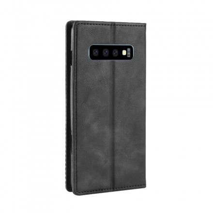 Flip Cover iSamsung Galaxy S10 Effet Cuir Vintage Stylisé Flip Cover iSamsung Galaxy S10 Effet Cuir Vintage Stylisé