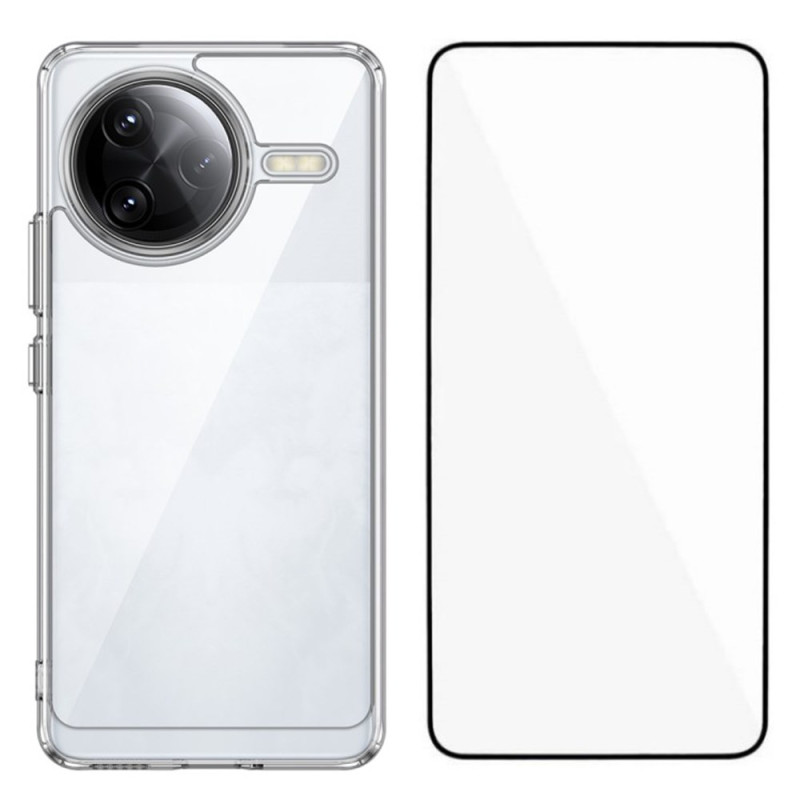 Coque Poco F7 Ultra 5G Transparente avec Protecteur Écran en Verre Trempé