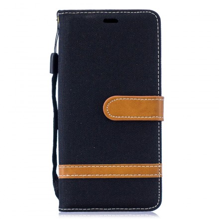 Housse Samsung Galaxy S10 Tissu et Effet Cuir à Lanière Housse Samsung Galaxy S10 Tissu et Effet Cuir à Lanière
