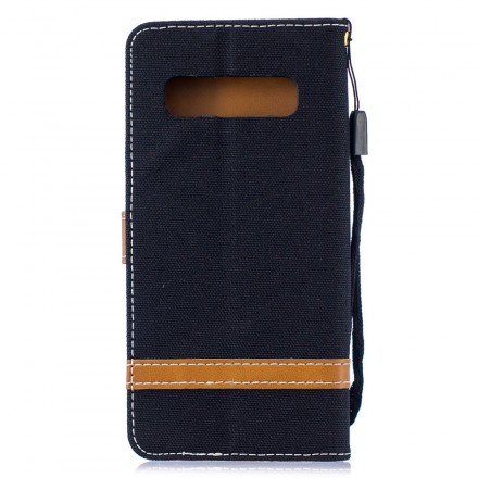 Housse Samsung Galaxy S10 Tissu et Effet Cuir à Lanière Housse Samsung Galaxy S10 Tissu et Effet Cuir à Lanière