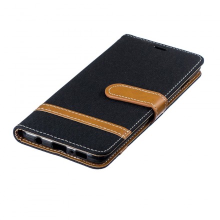 Housse Samsung Galaxy S10 Tissu et Effet Cuir à Lanière Housse Samsung Galaxy S10 Tissu et Effet Cuir à Lanière