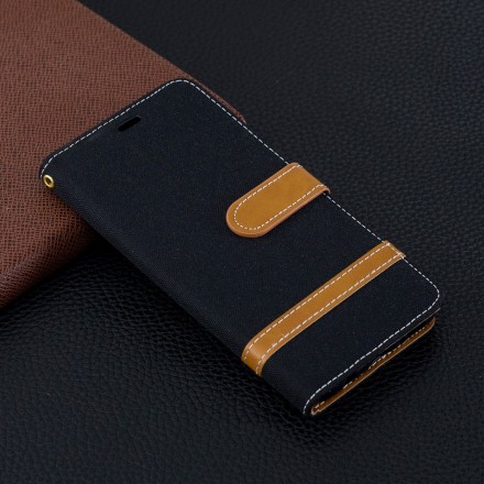 Housse Samsung Galaxy S10 Tissu et Effet Cuir à Lanière Housse Samsung Galaxy S10 Tissu et Effet Cuir à Lanière