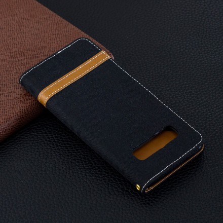 Housse Samsung Galaxy S10 Tissu et Effet Cuir à Lanière Housse Samsung Galaxy S10 Tissu et Effet Cuir à Lanière