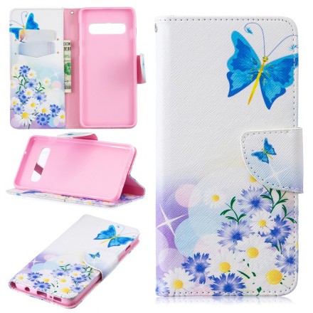 Housse Samsung Galaxy S10 Papillons et Fleurs Peints Housse Samsung Galaxy S10 Papillons et Fleurs Peints