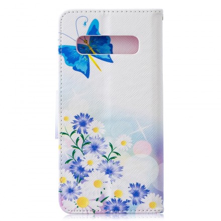 Housse Samsung Galaxy S10 Papillons et Fleurs Peints Housse Samsung Galaxy S10 Papillons et Fleurs Peints
