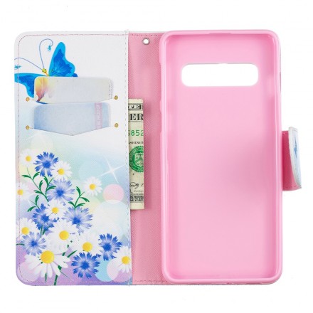 Housse Samsung Galaxy S10 Papillons et Fleurs Peints Housse Samsung Galaxy S10 Papillons et Fleurs Peints