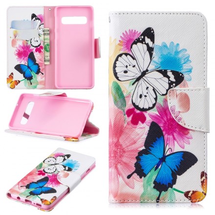 Housse Samsung Galaxy S10 Papillons et Fleurs Peints