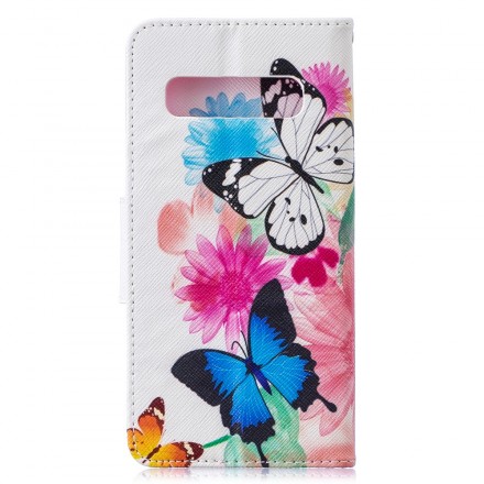 Housse Samsung Galaxy S10 Papillons et Fleurs Peints