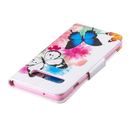 Housse Samsung Galaxy S10 Papillons et Fleurs Peints