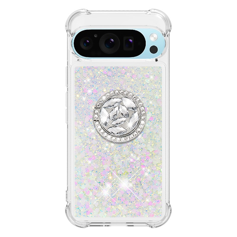Coque Google Pixel 10 Paillettes avec Anneau-Support