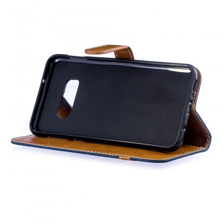 Housse Samsung Galaxy S10 Lite Tissu et Effet Cuir à Lanière