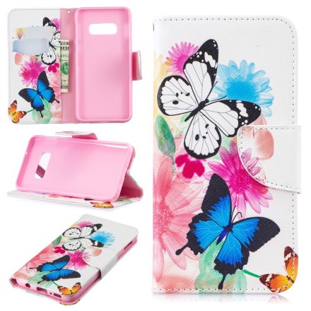 Housse Samsung Galaxy S10 Lite Papillons et Fleurs Peints Housse Samsung Galaxy S10 Lite Papillons et Fleurs Peints