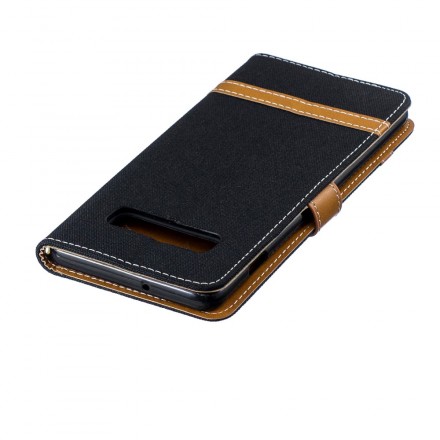 Housse Samsung Galaxy S10 Plus Tissu et Effet Cuir à Lanière