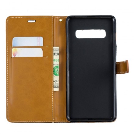 Housse Samsung Galaxy S10 Plus Tissu et Effet Cuir à Lanière